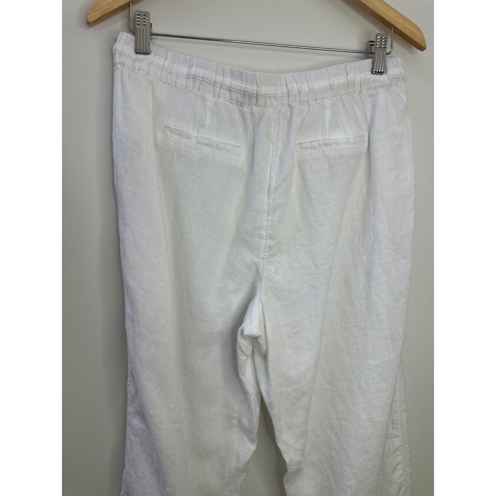 Charter Club Luxury 100% Linen Crop Ankle Pants White Drawstring Lined Pockets M - Picture 9 of 13
